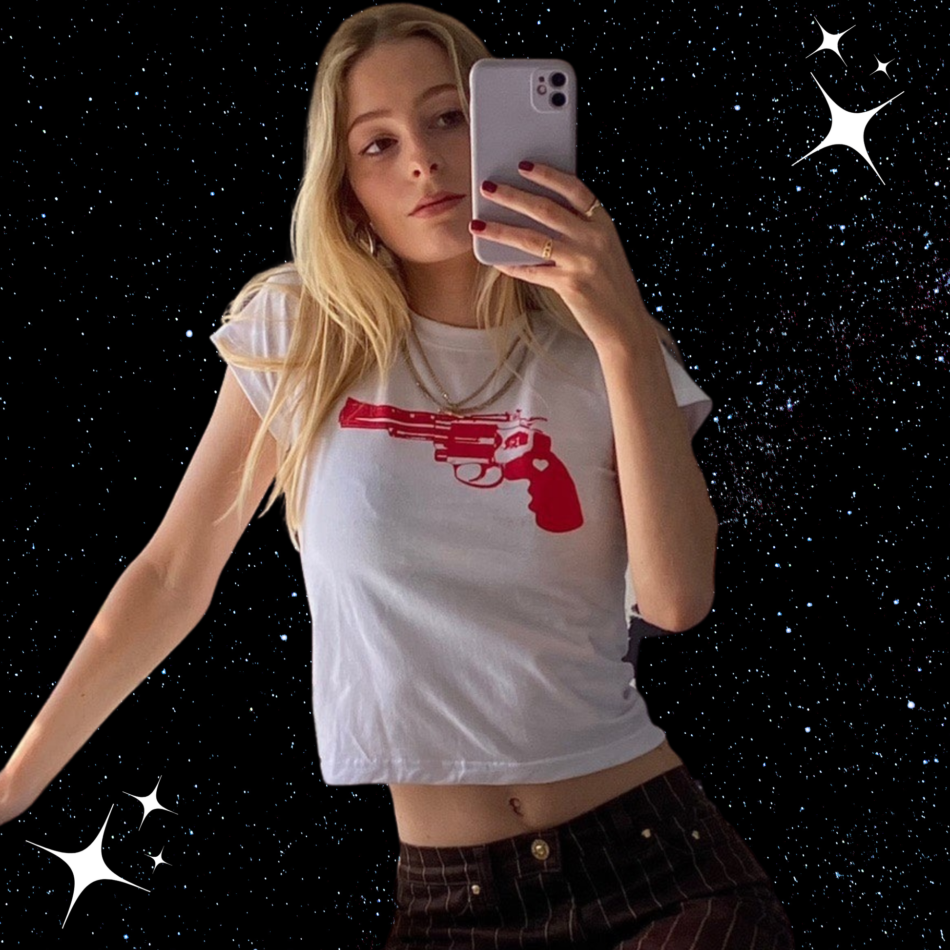 Red Pistol Crop Tee