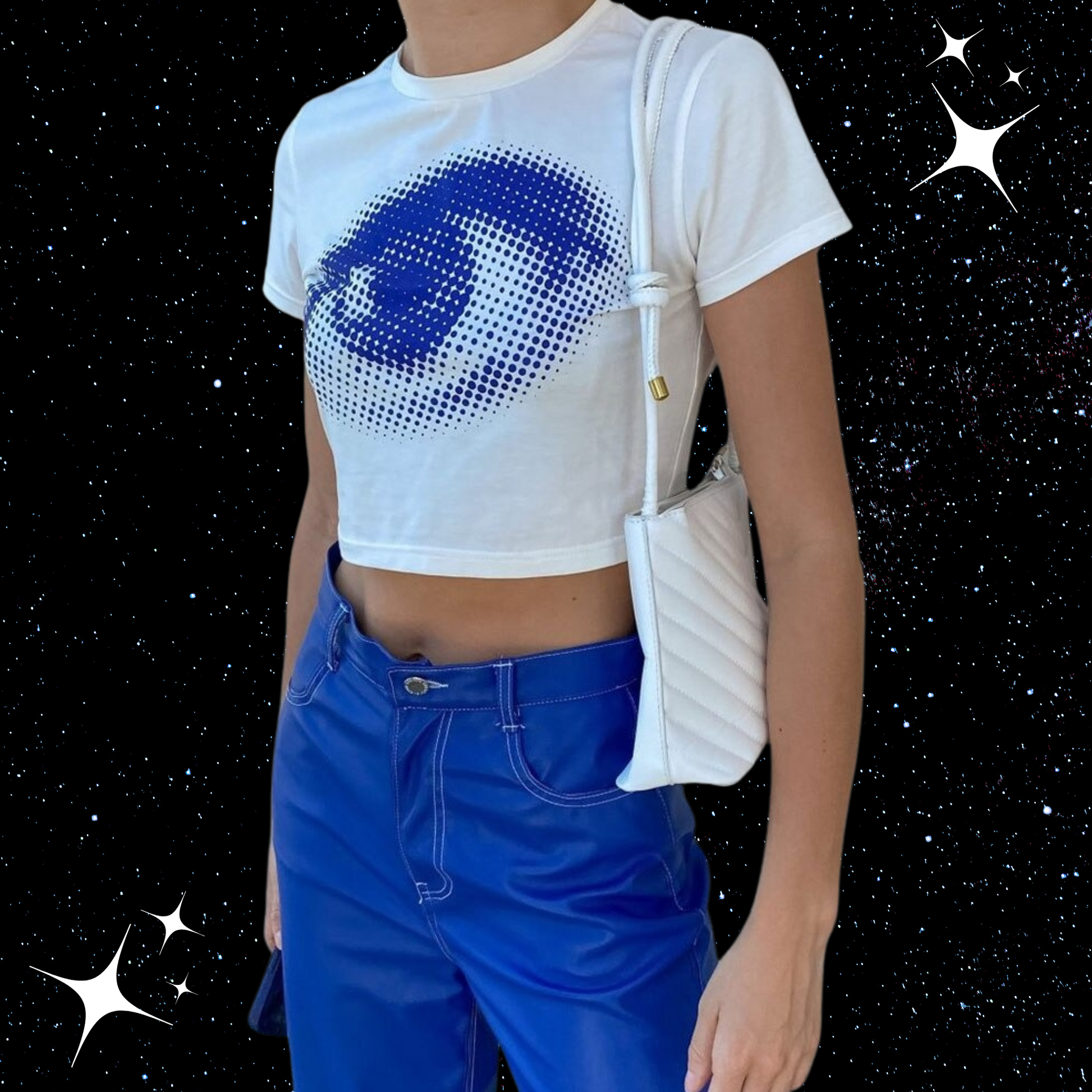 Pixel Eye White Crop Tee