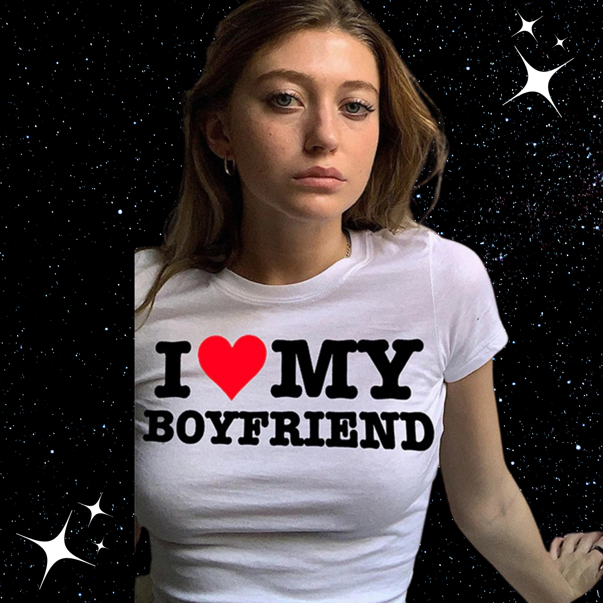 I Love My Boyfriend White Crop Tee