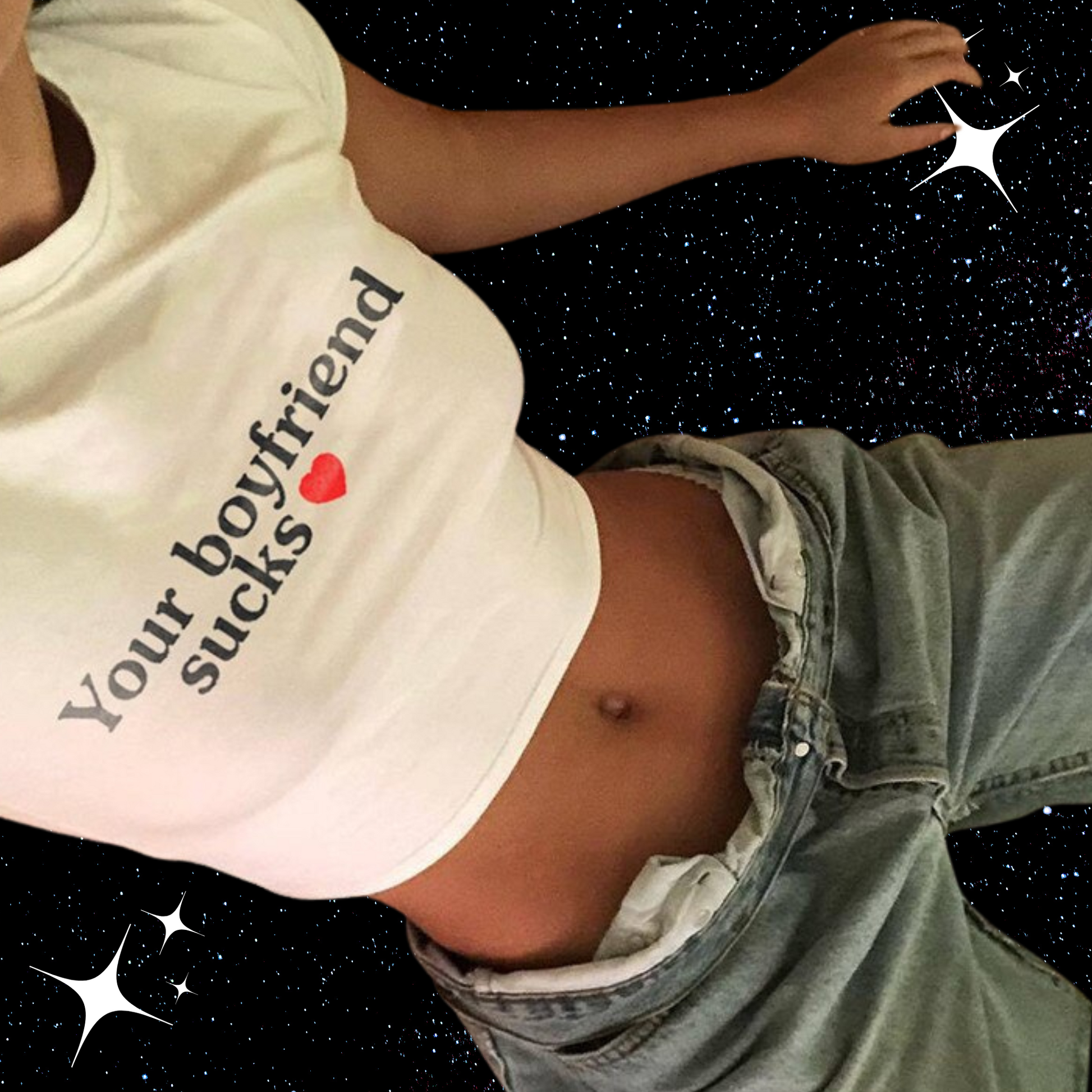 Your Boyfriend Sucks White Crop Tee