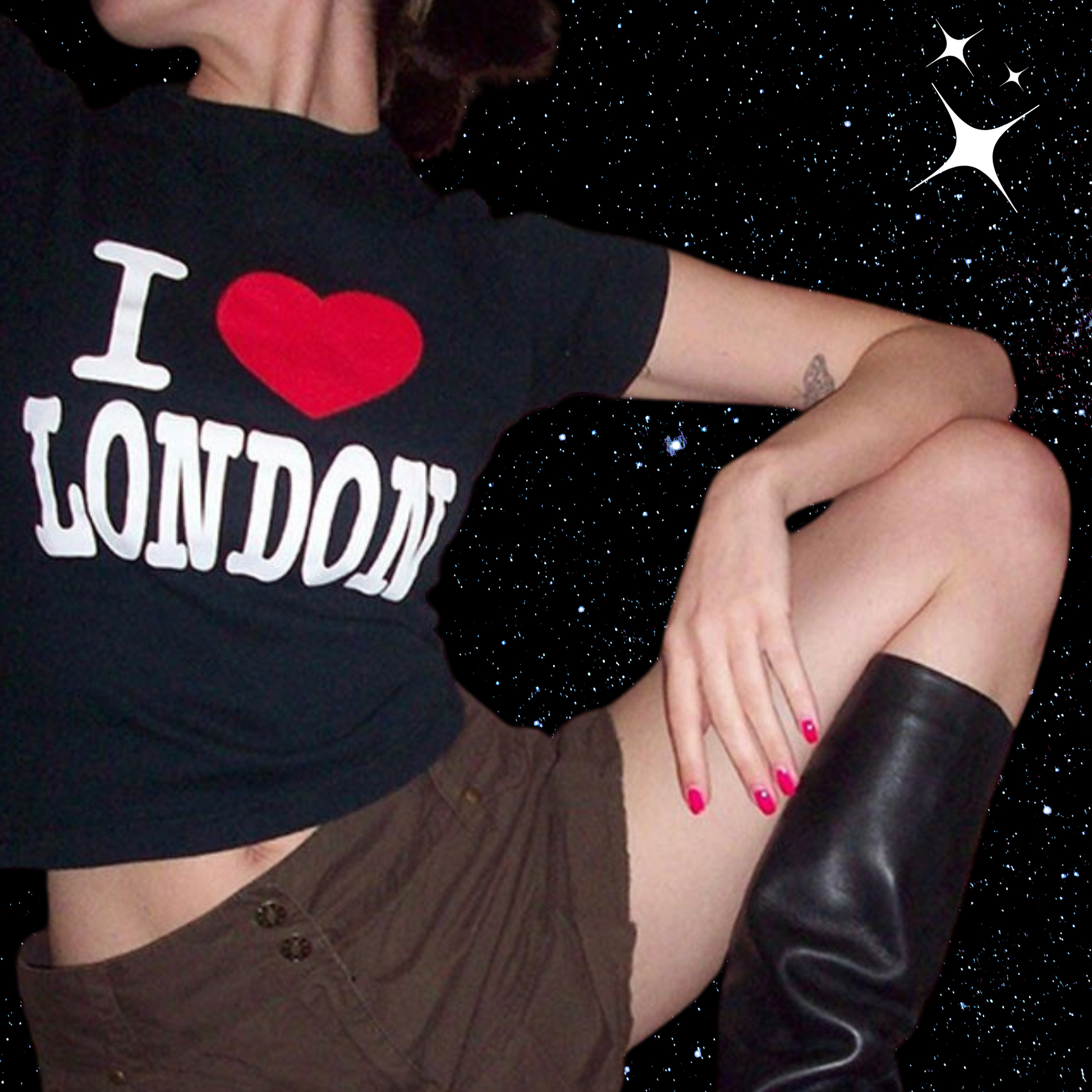 I Love London Black Crop Tee