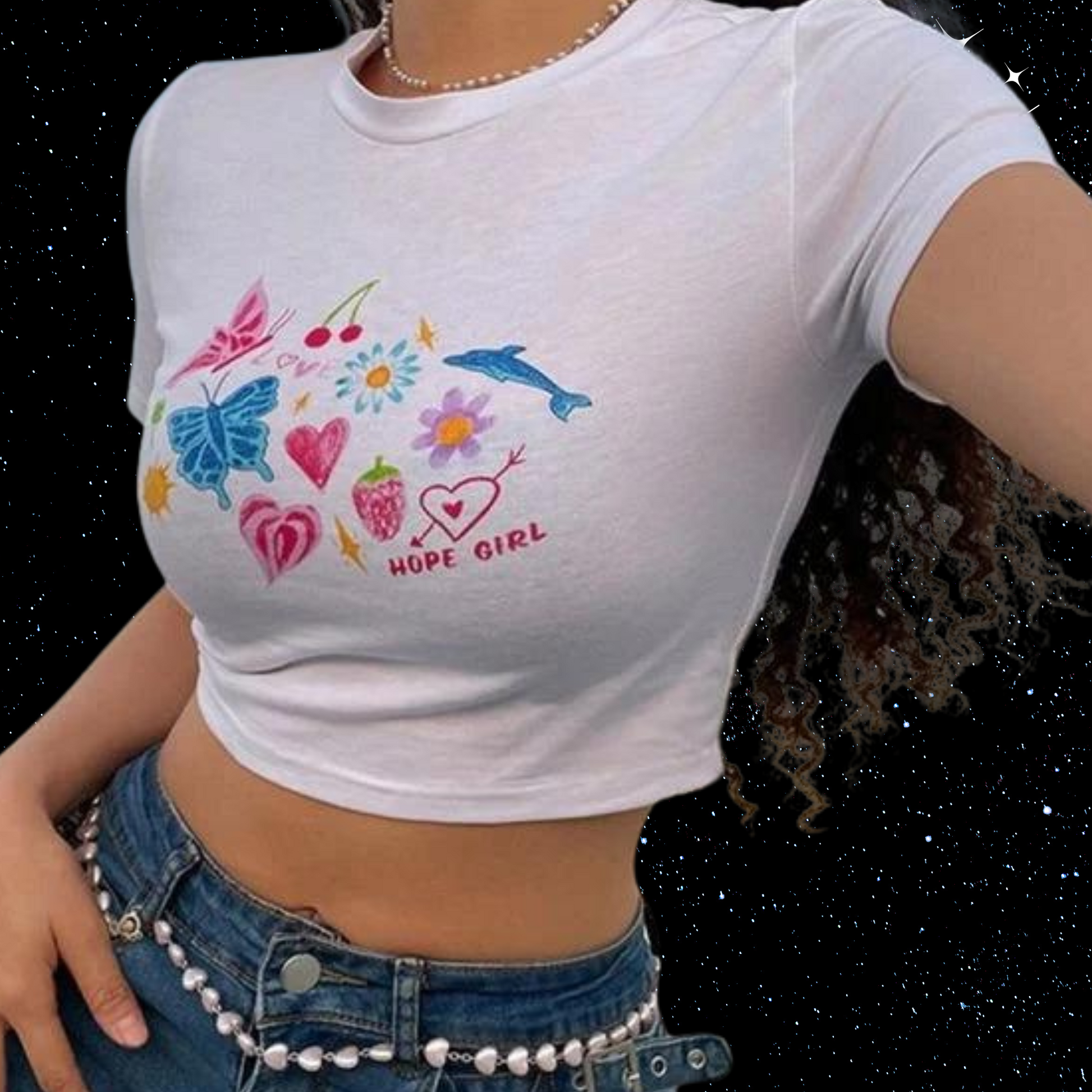 y2k Print Crop Tee