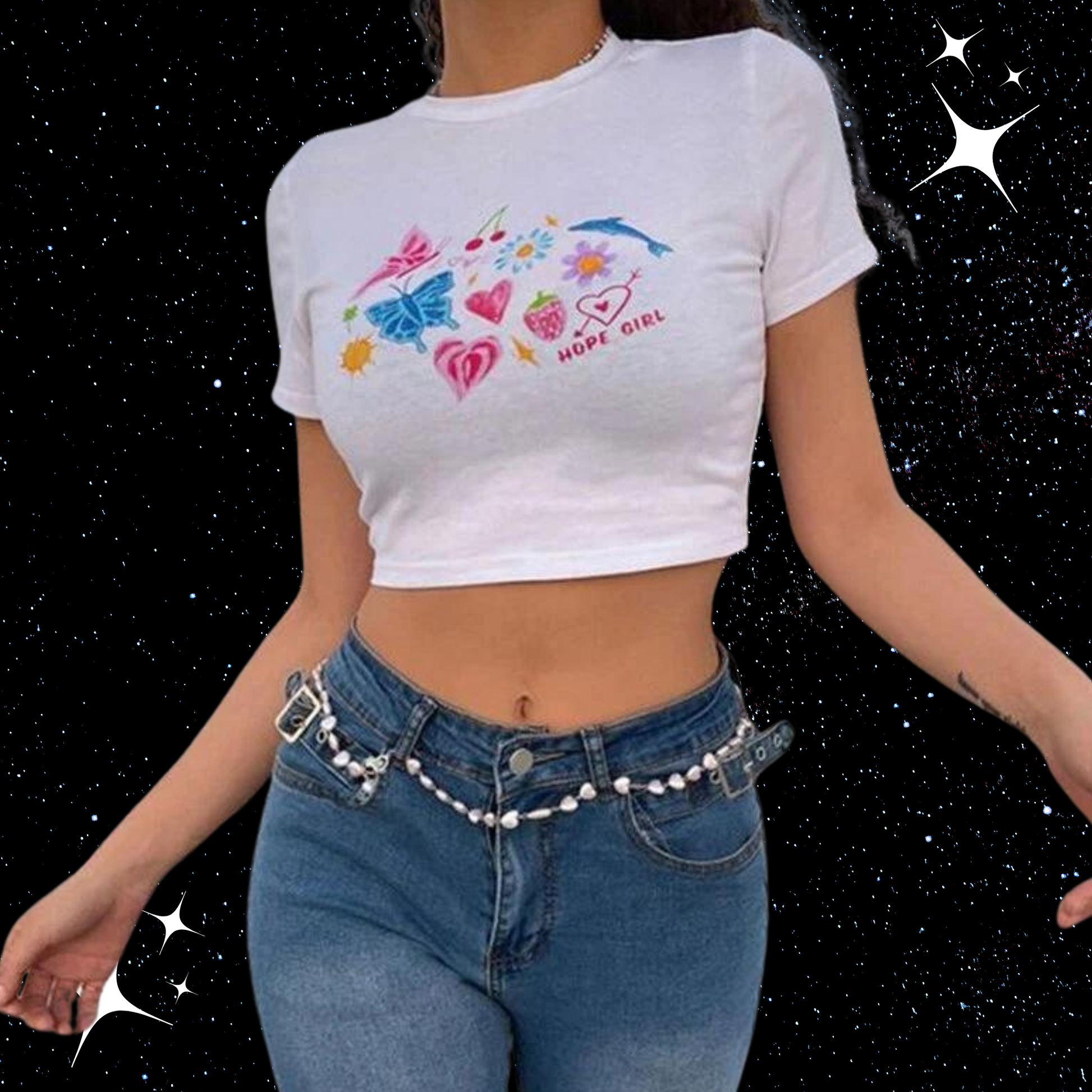 y2k Print Crop Tee