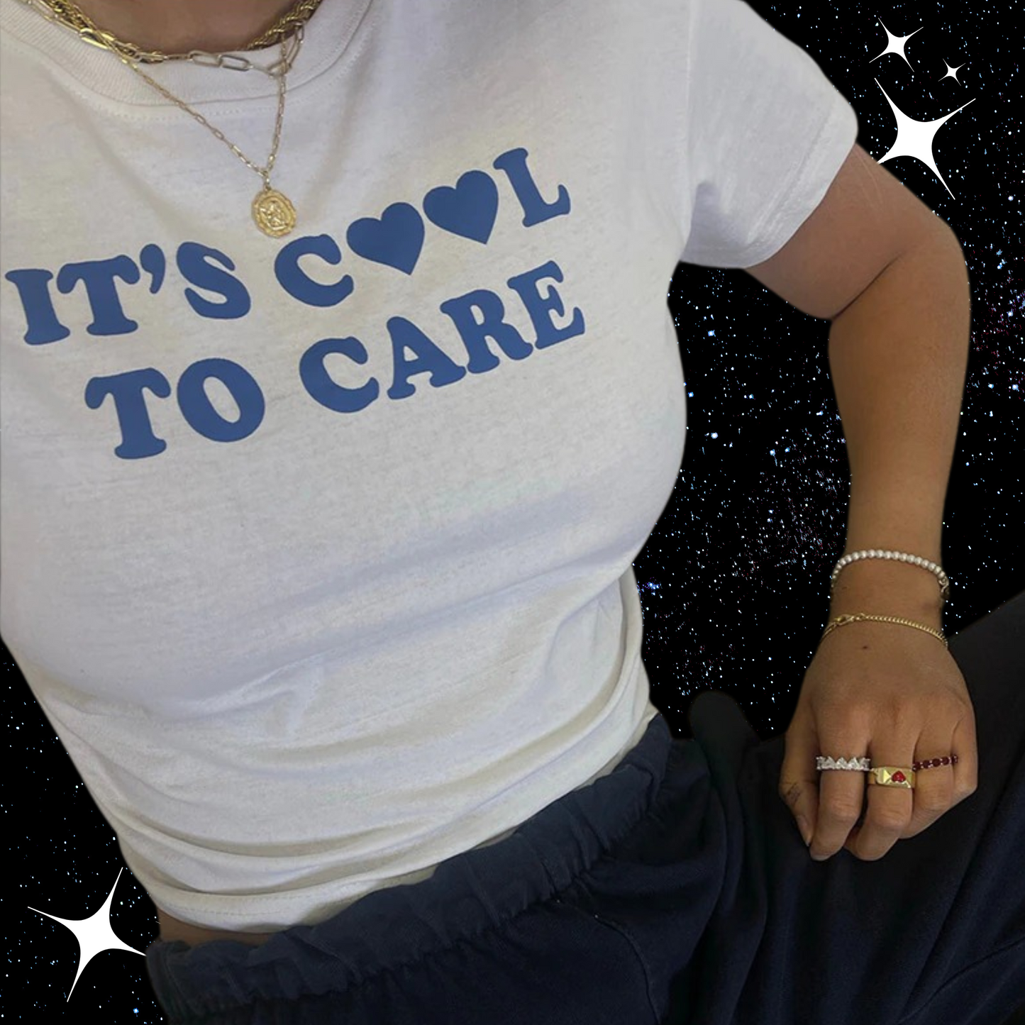 It's Cool To Care White Crop Tee