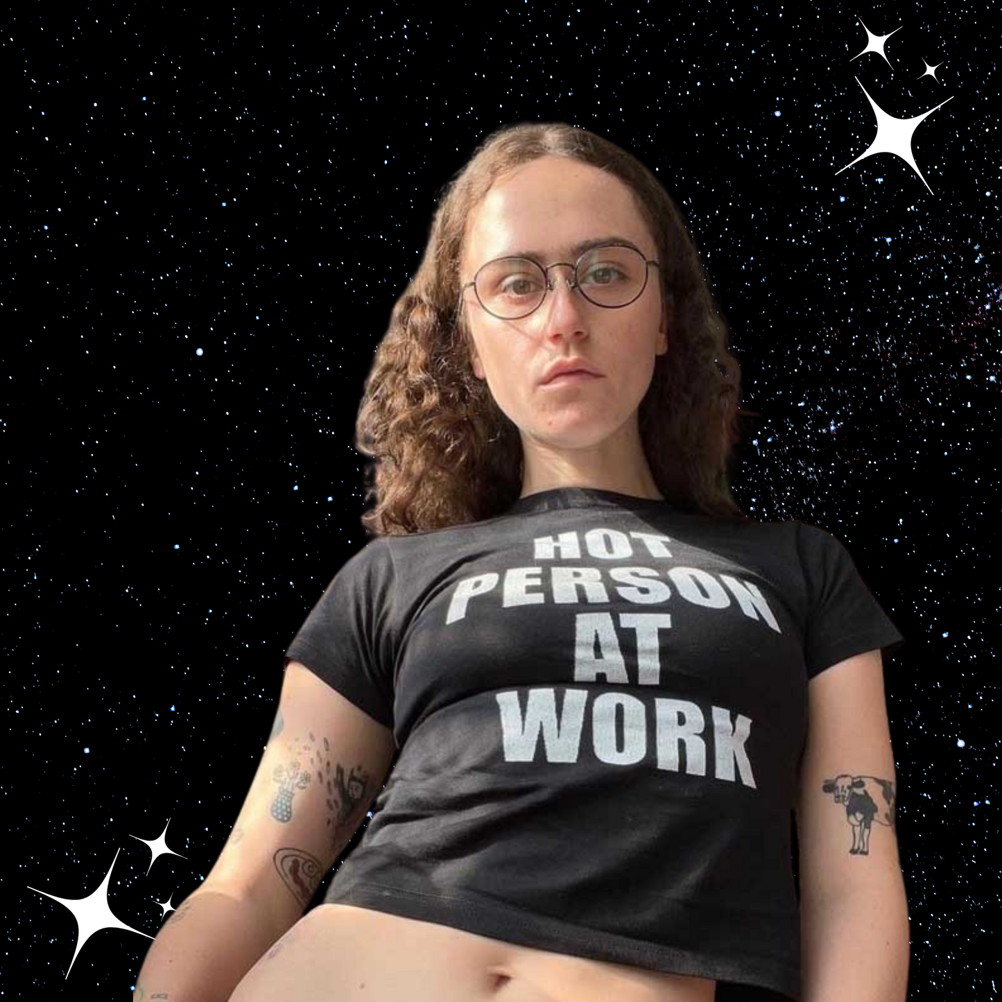 Hot Person At Work Black Crop Tee