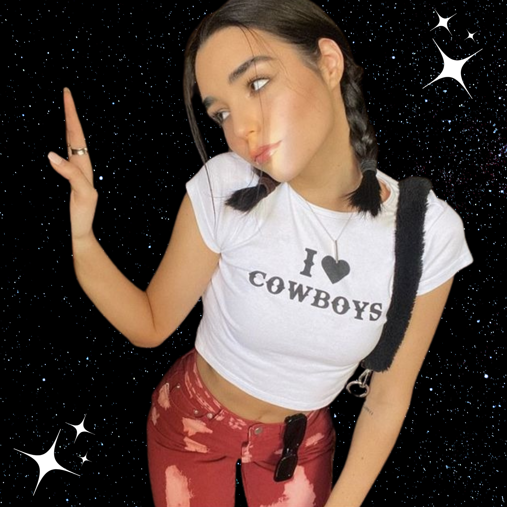 I Love Cowboys Crop Tee