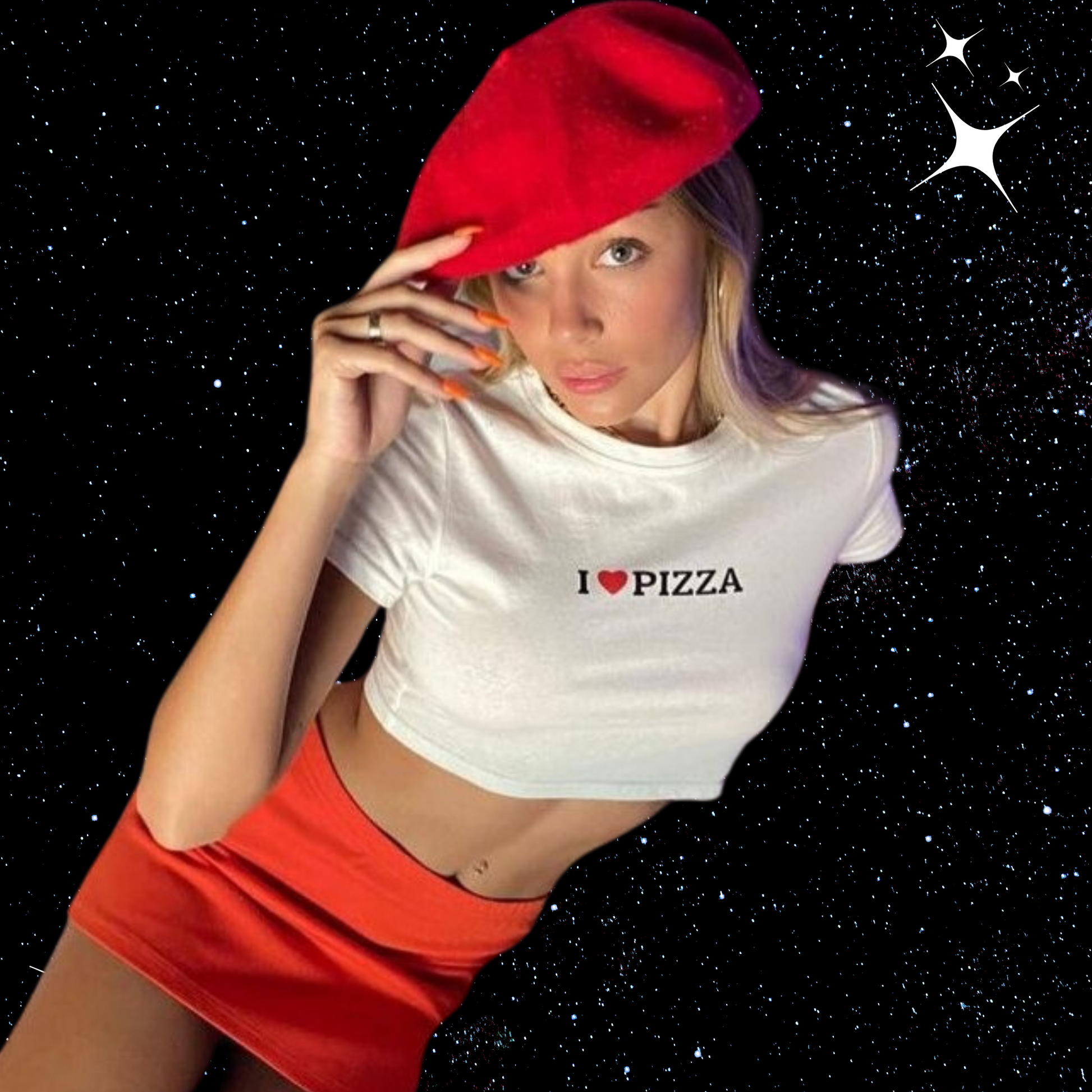 I Love Pizza White Crop Tee