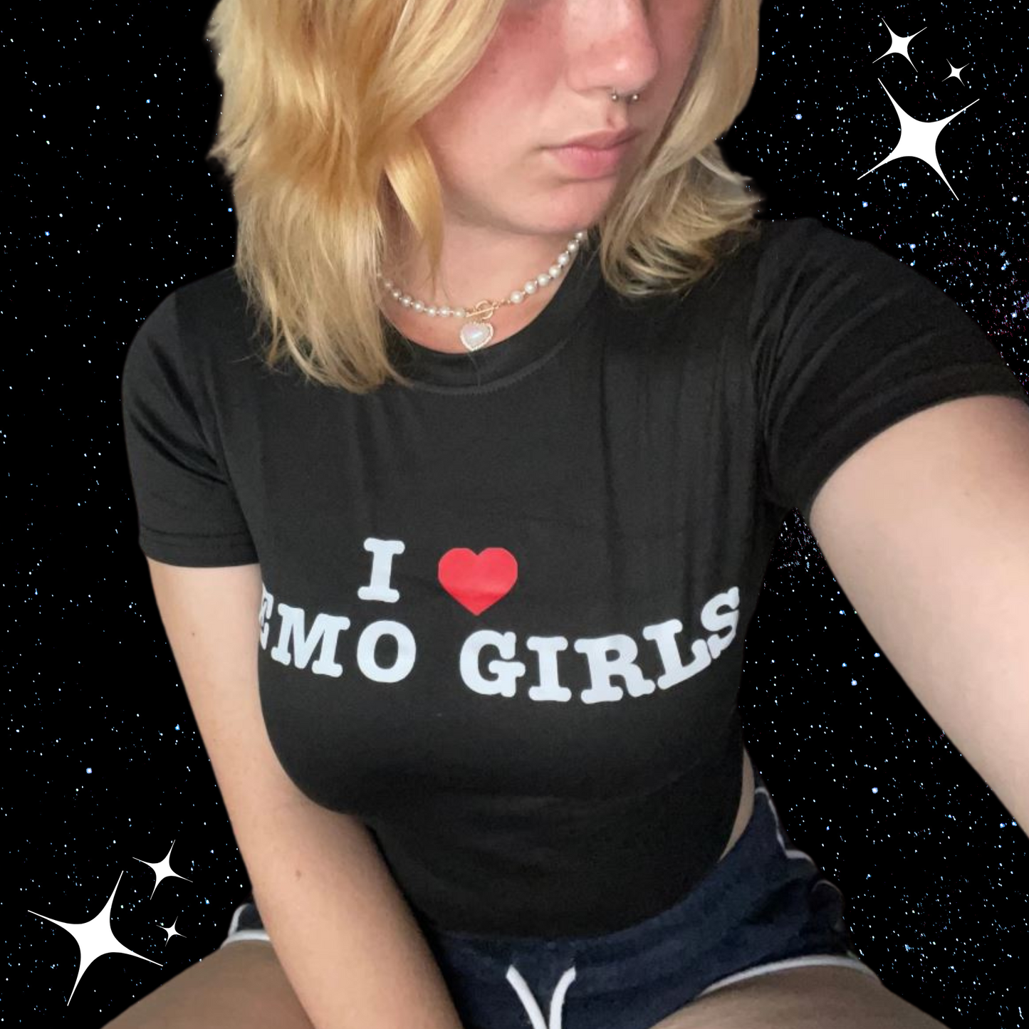 I Love Emo Girls Black Crop Tee