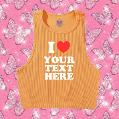 I Love Custom Text Tank Top Orange