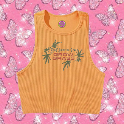 Grow Grass Crop Tank Top Orange