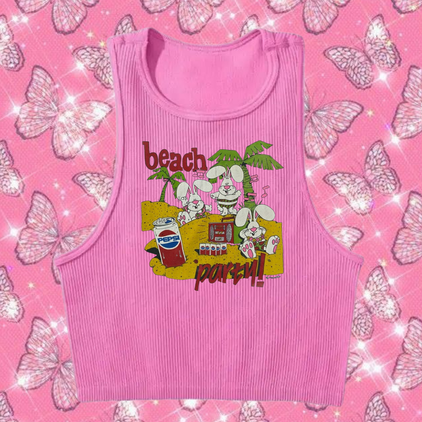 Beach Party Crop Tank Top Pink