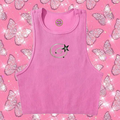 y2k Swirl Crop Tank Top Pink