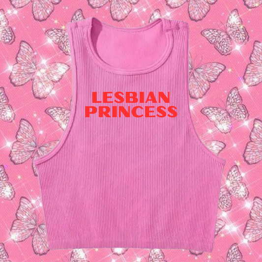 Lesbian Princess Crop Tank Top Pink