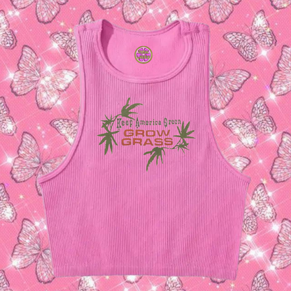 Grow Grass Crop Tank Top Pink