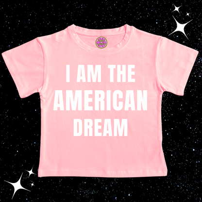 I Am The American Dream Crop Tee Pink