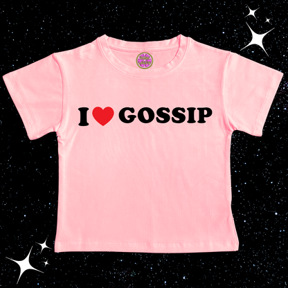 I Love Gossip Crop Tee Pink