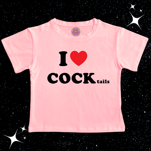 I LOVE COCKtails Crop Tee Pink