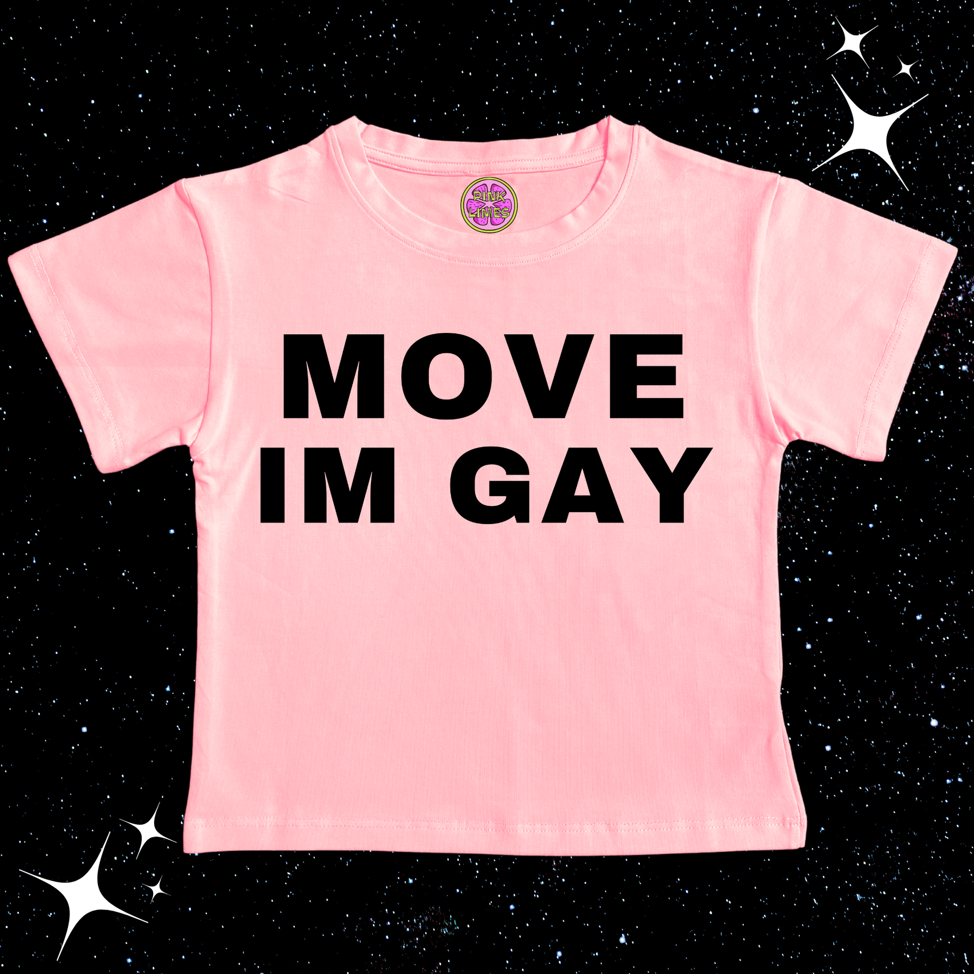 MOVE IM GAY Crop Tee Pink