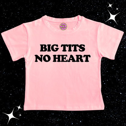 Big T*ts No Heart Crop Tee Pink