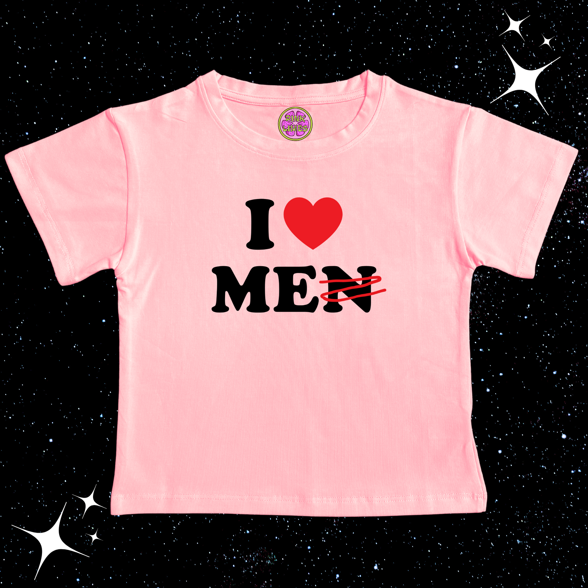 I Love Me Crop Tee Pink