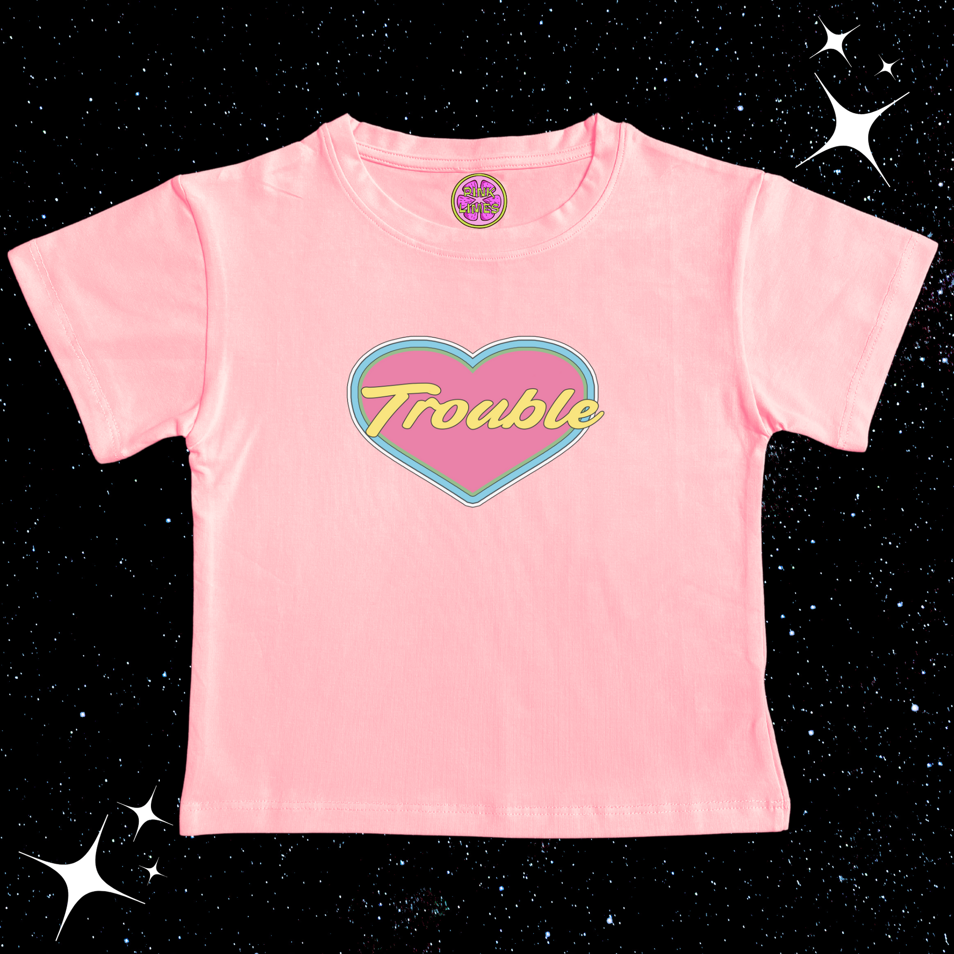 Trouble Crop Tee Pink