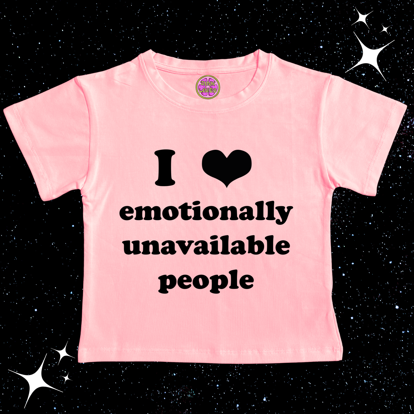 I Love Emotionally Unavailable People Crop Tee Pink