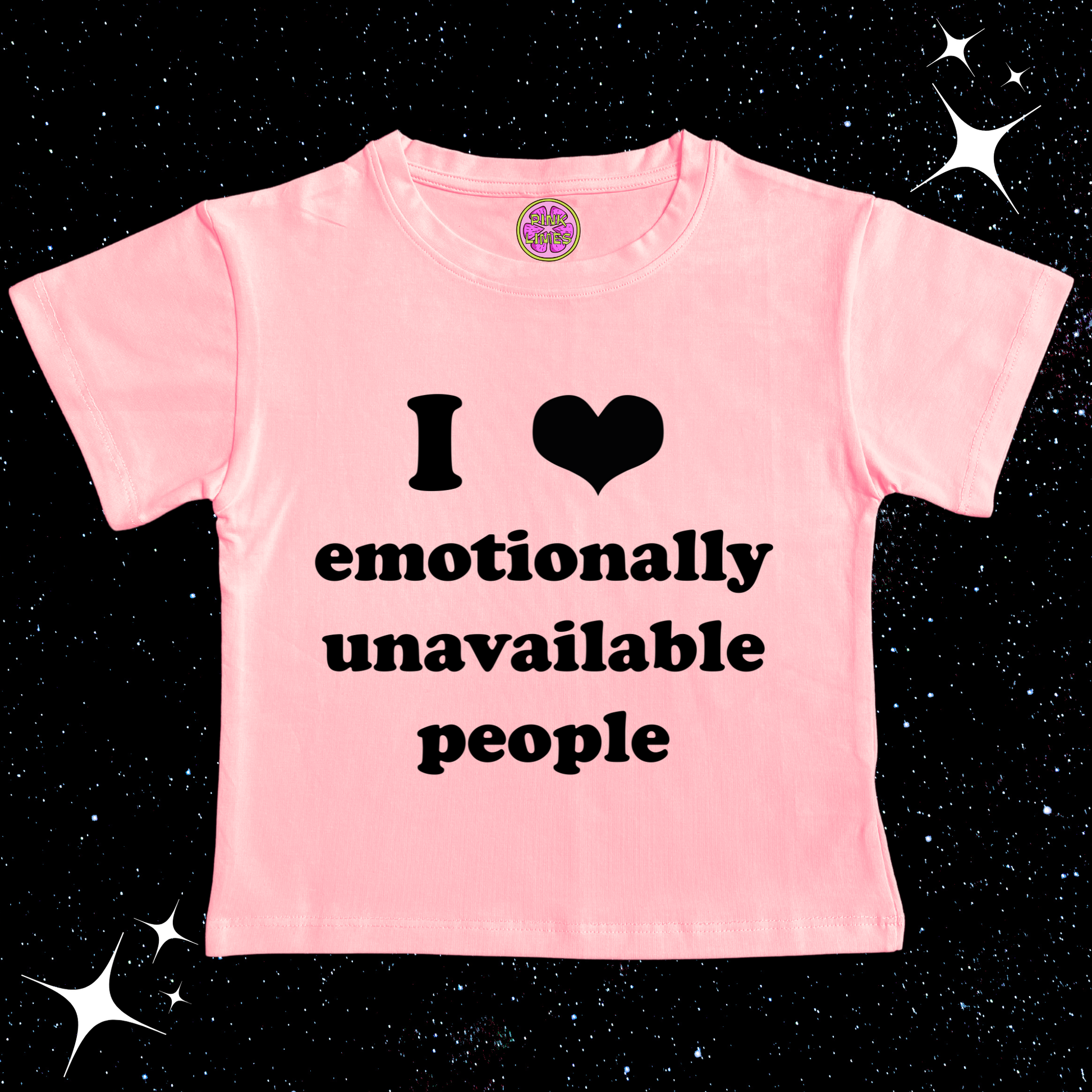 I Love Emotionally Unavailable People Crop Tee Pink