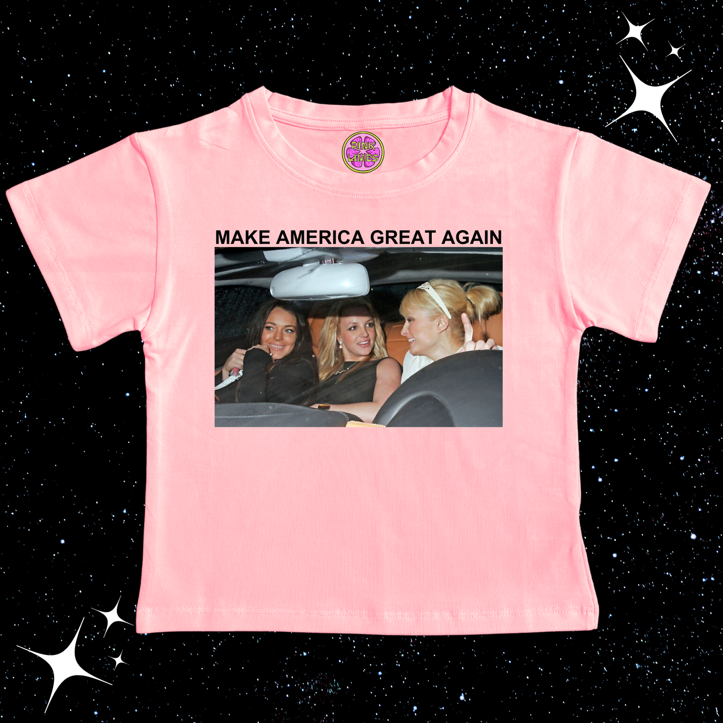 Make America Great Again Crop Tee Pink