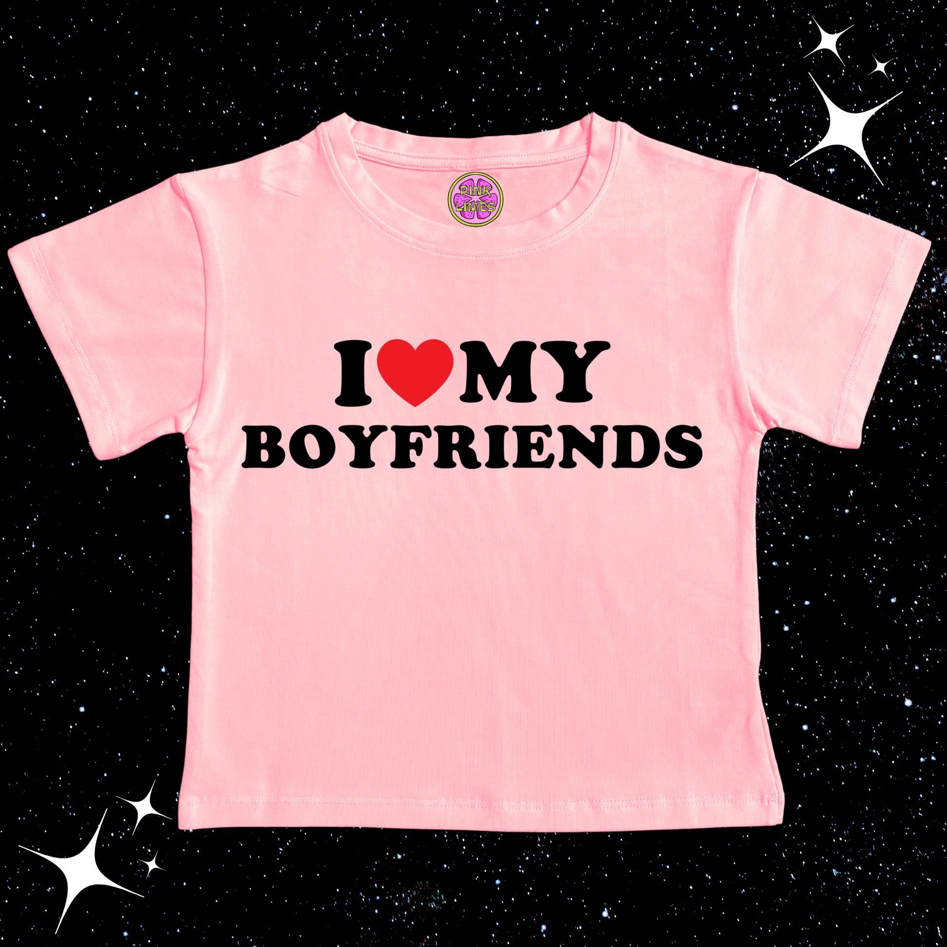 I Love My Boyfriends Crop Tee Pink