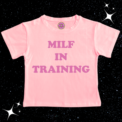 MILF In Training Pink Crop Tee