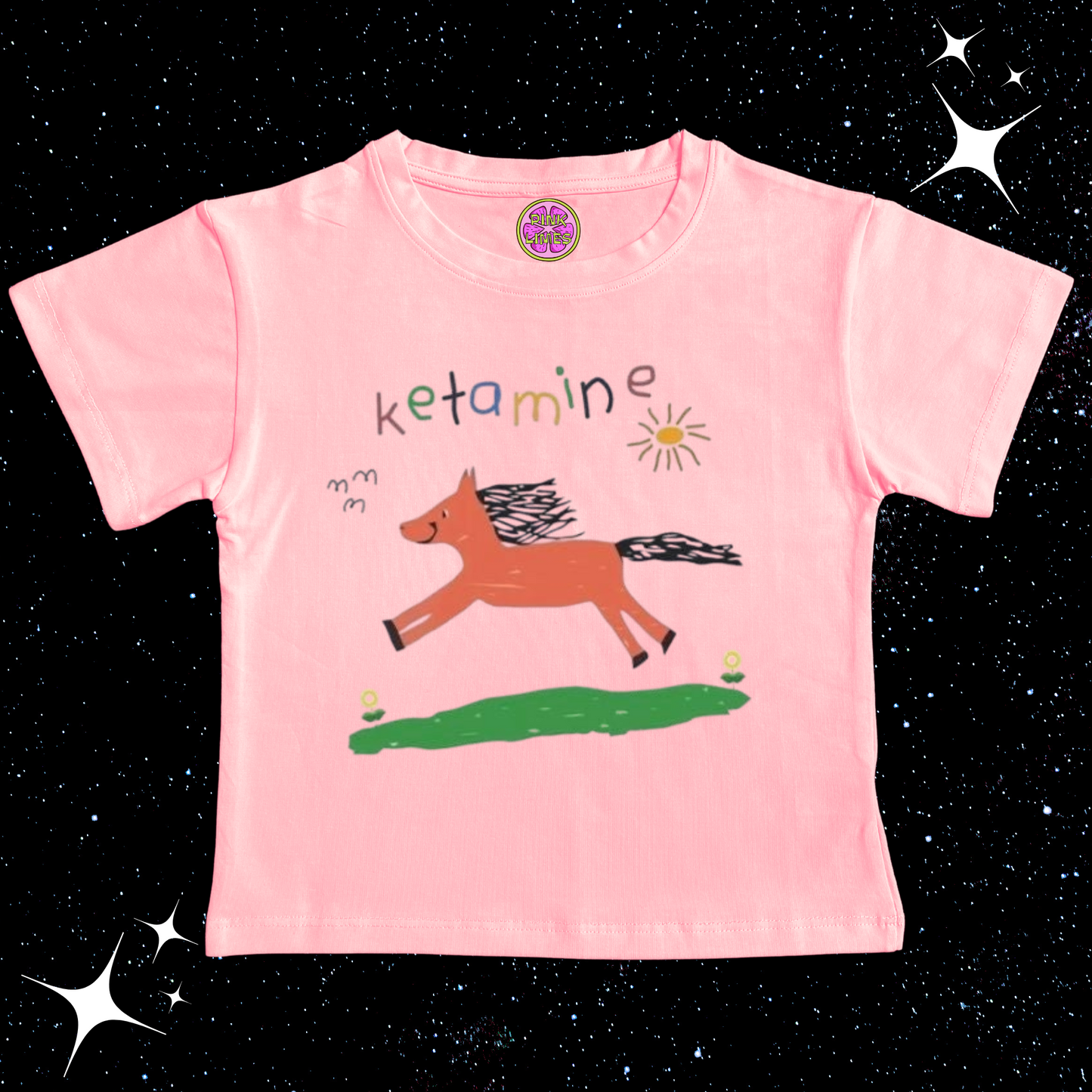 K*tamine Kids Drawing Crop Tee Pink