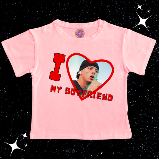 I Love My Boyfriend Custom Photo Crop Tee Pink