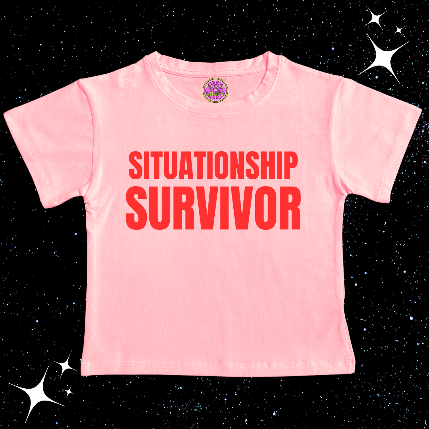 Situationship Survivor Crop Tee Pink