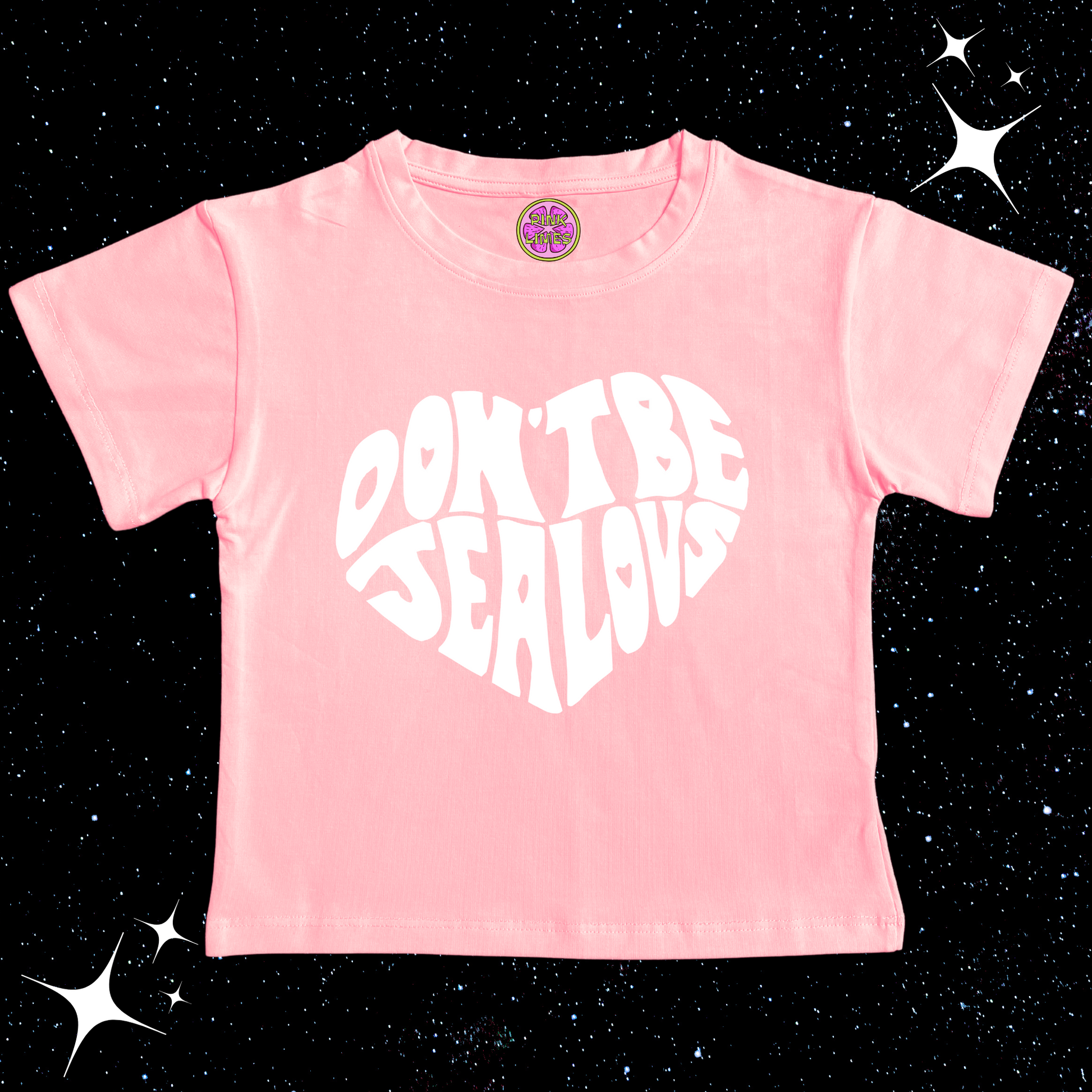 Don't Be Jealous Crop Tee Pink