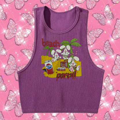 Beach Party Crop Tank Top Purple