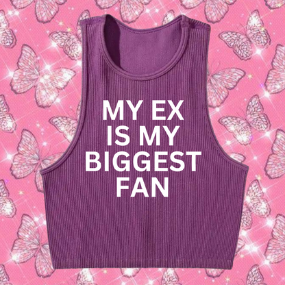 My Ex Is My Biggest Fan Crop Tank Top Purple