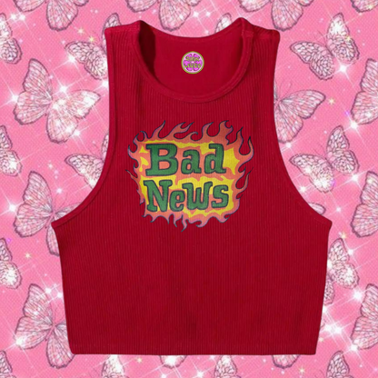 Bad News Crop Tank Top Red