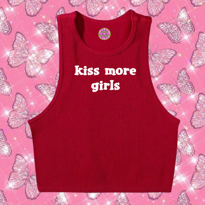 Kiss More Girls Crop Tank Top Red