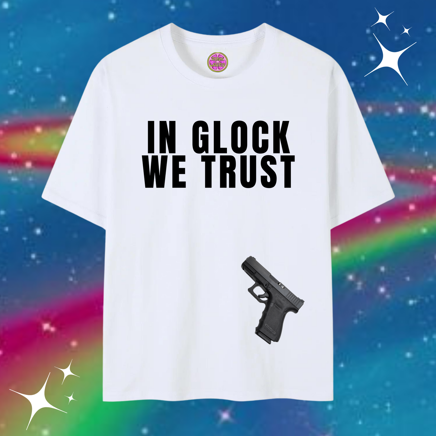 In Glock We Trust Baggy Tee White