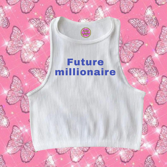 Future billionaire Crop Tank Top White