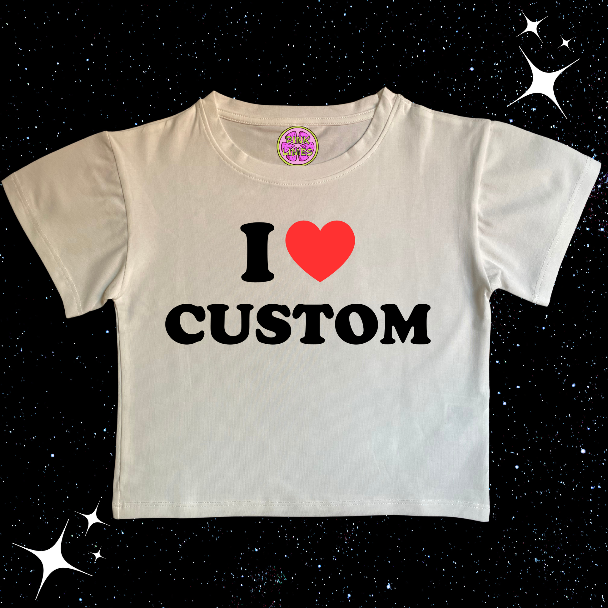 I Love Custom Crop Tee White