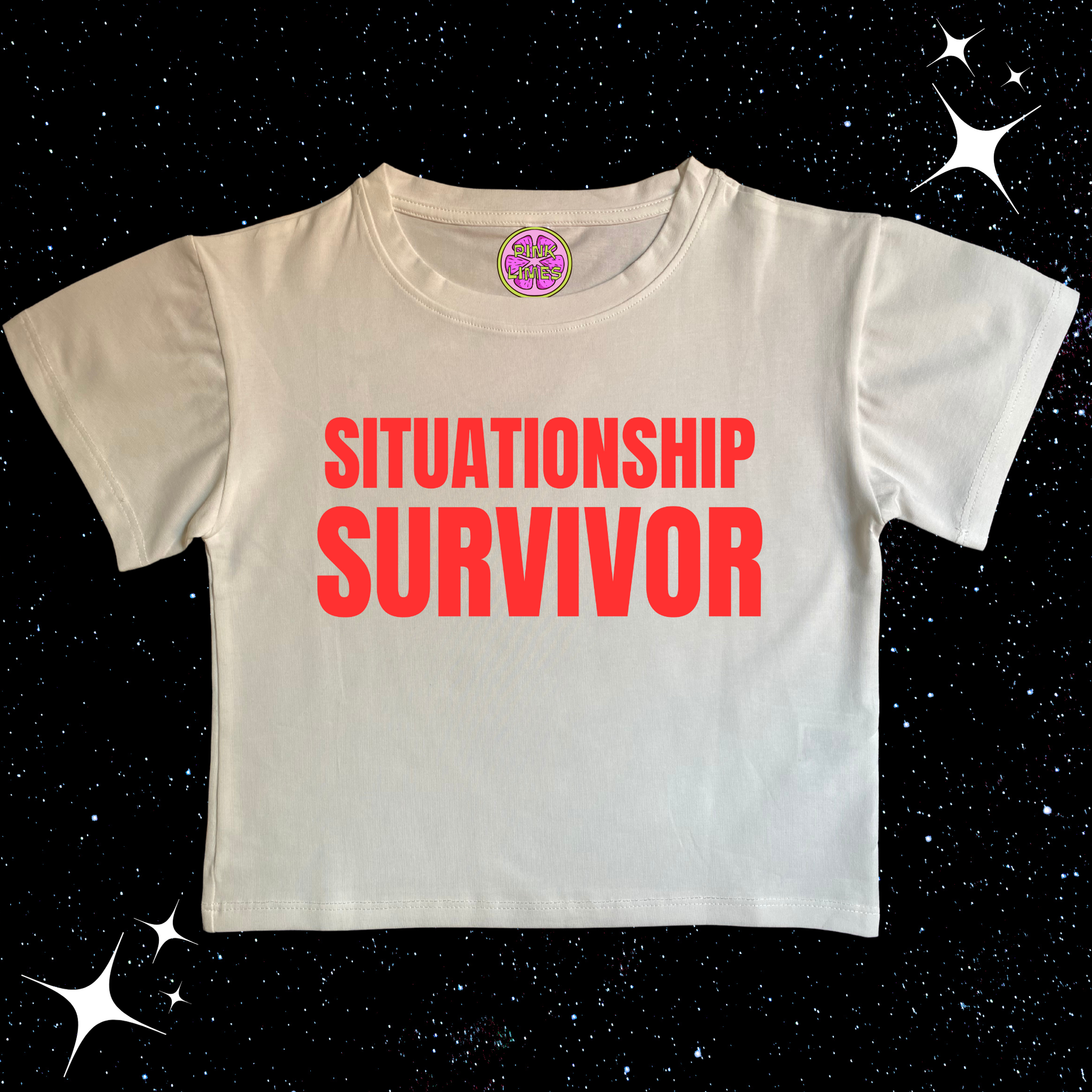 Situationship Survivor Crop Tee White