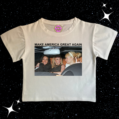 Make America Great Again Crop Tee White