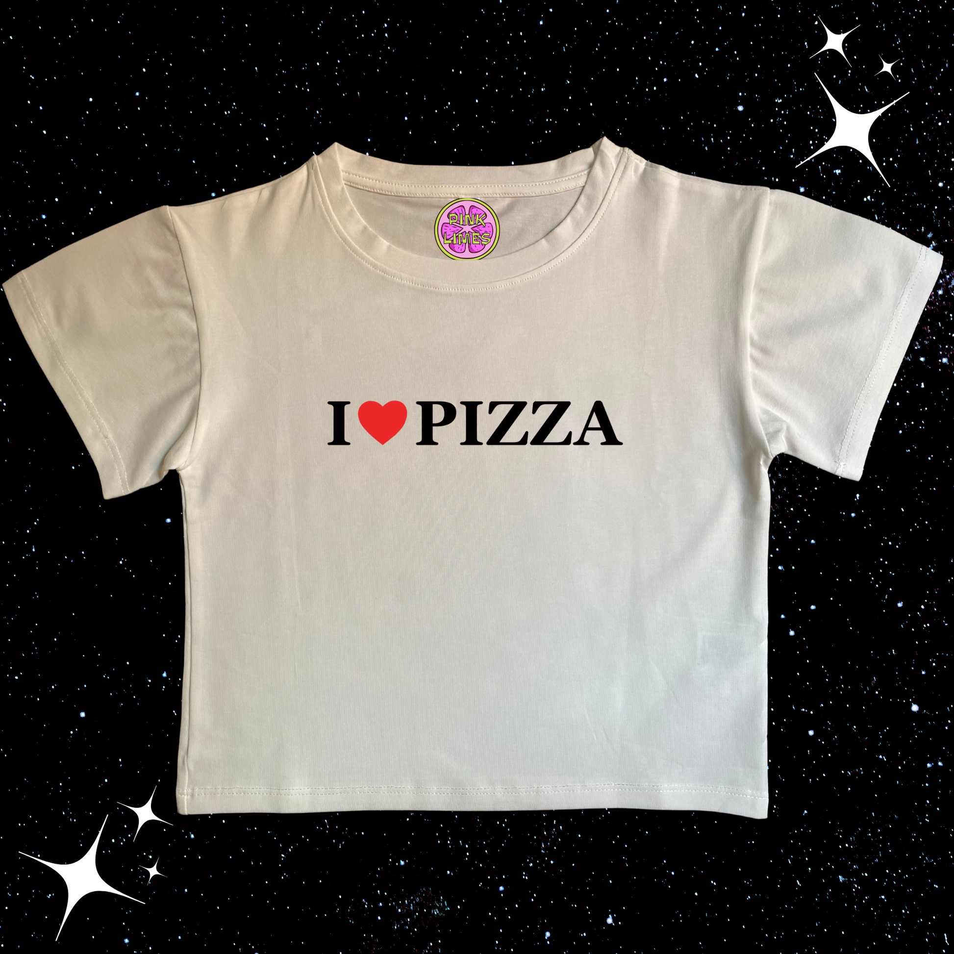 I Love Pizza White Crop Tee