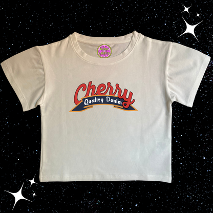 Cherry Crop Tee White