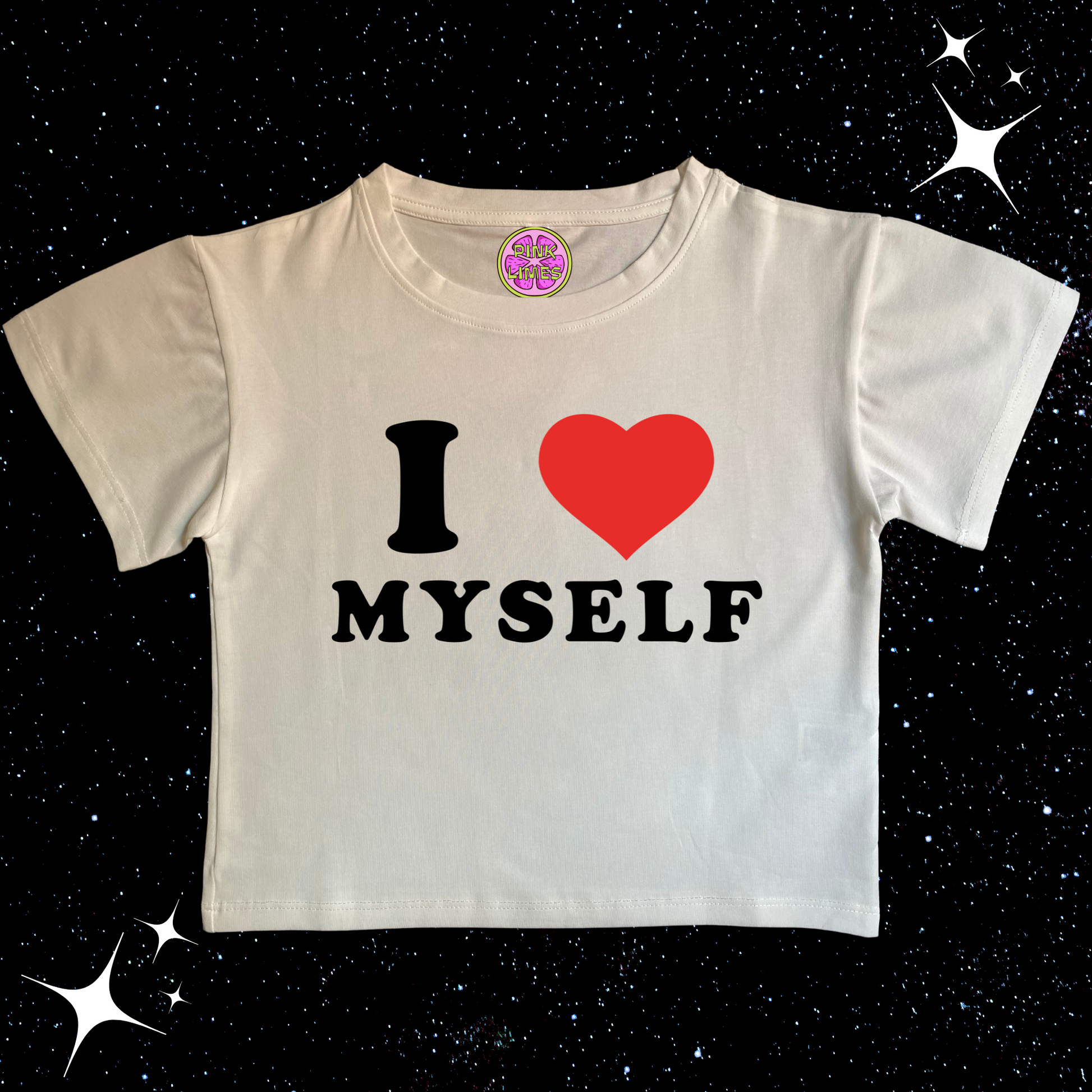 I Love Myself White Crop Tee