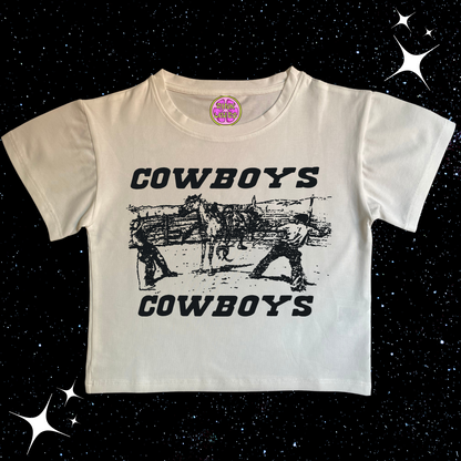 Cowboys Print Crop Tee