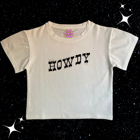 Howdy White Crop Tee