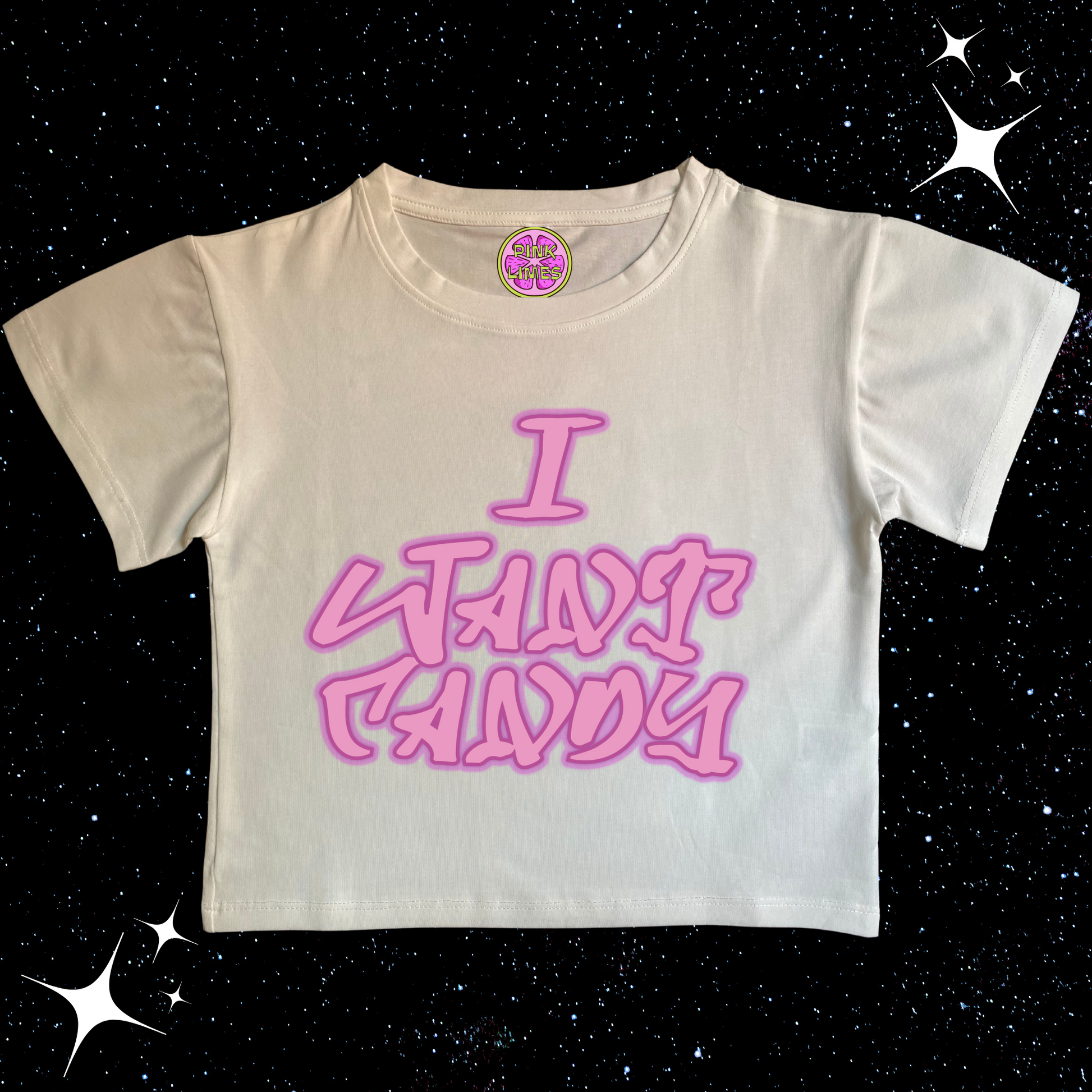 I Want Candy White Crop Tee