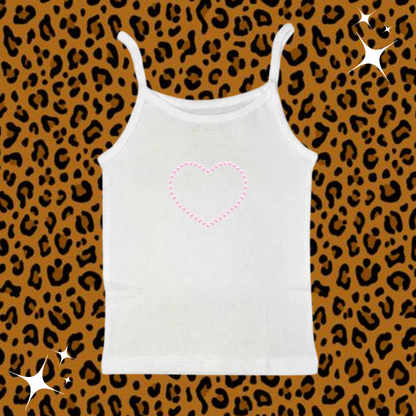 Beaded Heart Camisole Top White